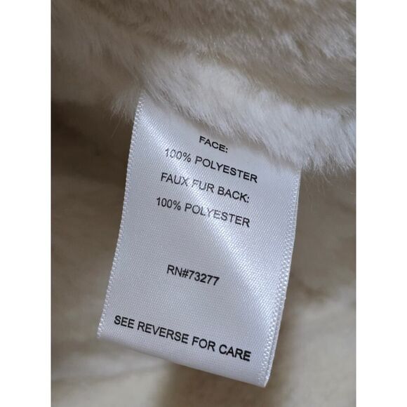 Nine West Faux Sued Aviator Jacket Ivory Super Cozy Front Buttons NWT Size XL - Picture 12 of 13